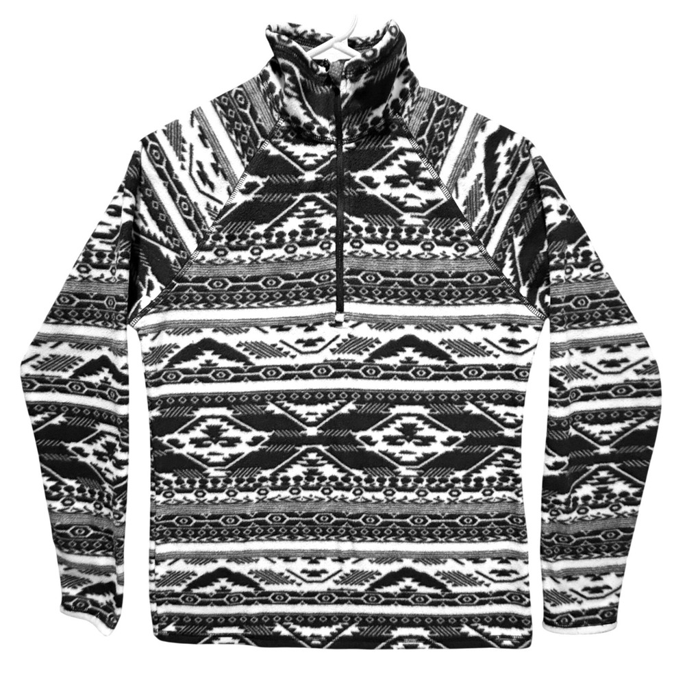 Eddie Bauer Womens Small Fleece Pullover 1/4 Zip Geometric Southwestern Print